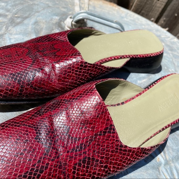 1990’s J.Crew Vintage Red Snakeskin Sandals Slides - Picture 3 of 6